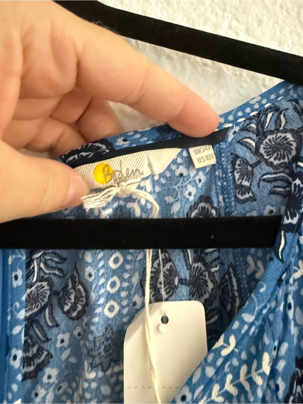 NWOT Boden Blue Print Puff Sleeve Tiered Midi Dress Size 10 - Picture 4 of 4